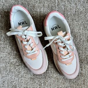 Madewell Kickoff Trainer Sneakers in Washed Nylon and Leather 7.5 pre-owned